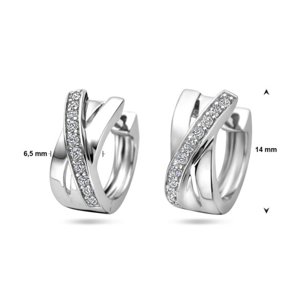 klapoorringen zirkonia 14 mm zilver gerhodineerd - Afbeelding 5