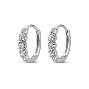 klapoorringen zirkonia 14 mm zilver gerhodineerd