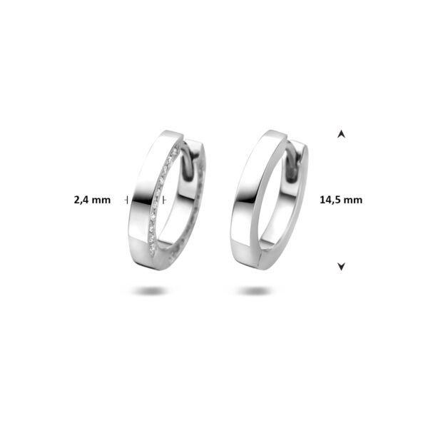 klapoorringen zirkonia 14,5 mm zilver gerhodineerd - Afbeelding 4