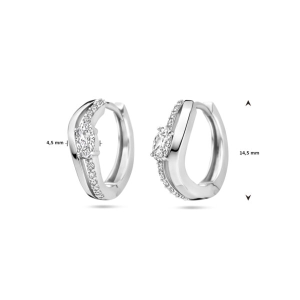 klapoorringen zirkonia 14,5 mm zilver gerhodineerd - Afbeelding 4