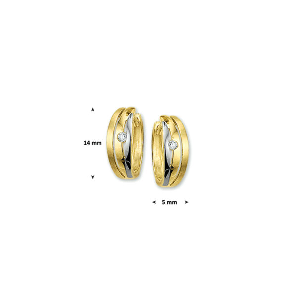 klapoorringen zirkonia 14K geelgoud - Afbeelding 2
