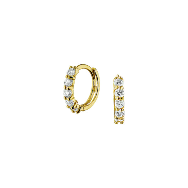 klapoorringen zirkonia 14K geelgoud
