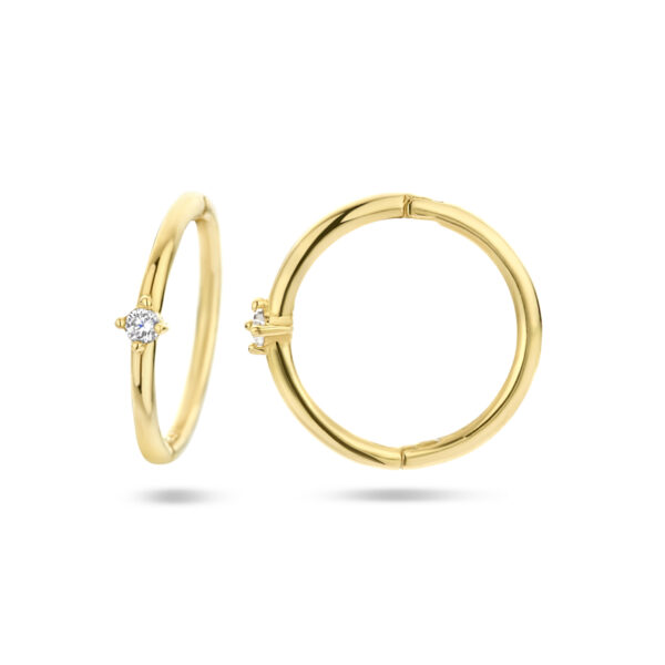 klapoorringen zirkonia 14K geelgoud - Afbeelding 3
