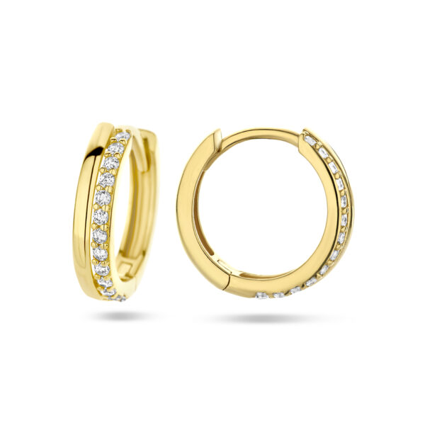 klapoorringen zirkonia 14K geelgoud - Afbeelding 3