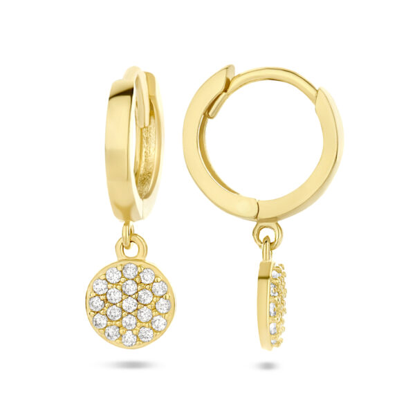 klapoorringen zirkonia 14K geelgoud - Afbeelding 3