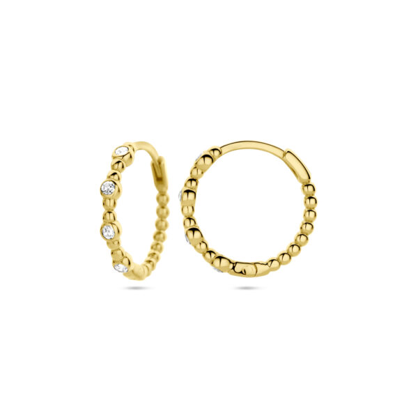 klapoorringen zirkonia 14K geelgoud - Afbeelding 3