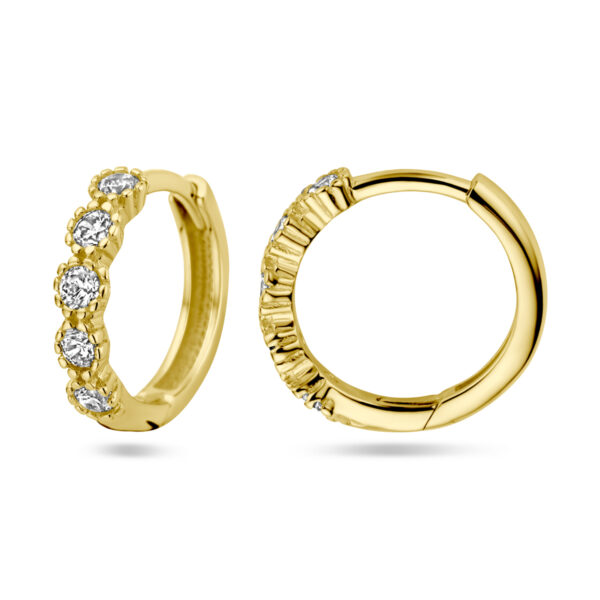 klapoorringen zirkonia 14K geelgoud - Afbeelding 3