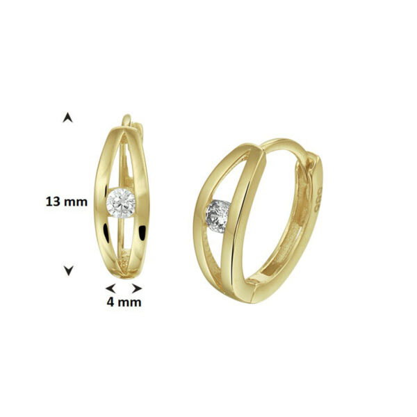 klapoorringen zirkonia 14K geelgoud - Afbeelding 3