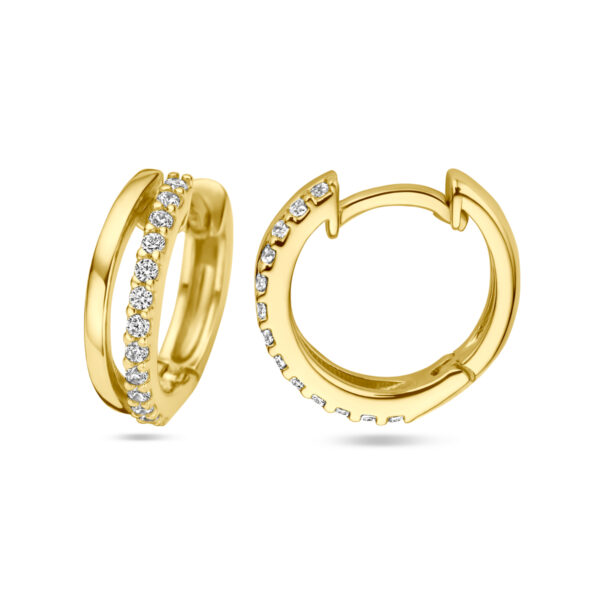 klapoorringen zirkonia 14K geelgoud - Afbeelding 3