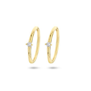klapoorringen zirkonia 14K geelgoud