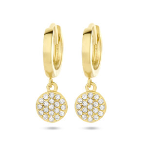 klapoorringen zirkonia 14K geelgoud