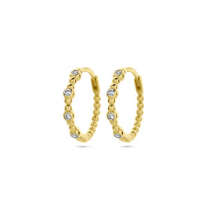 klapoorringen zirkonia 14K geelgoud