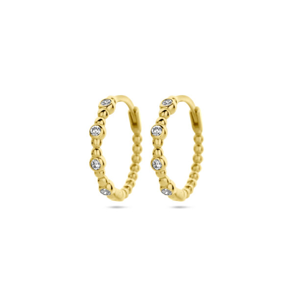 klapoorringen zirkonia 14K geelgoud