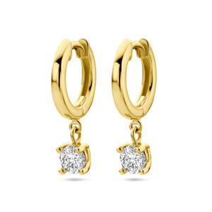 klapoorringen zirkonia 14K geelgoud