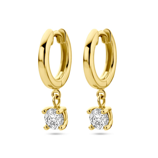 klapoorringen zirkonia 14K geelgoud