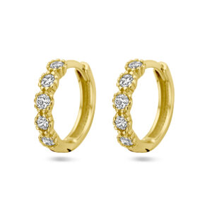 klapoorringen zirkonia 14K geelgoud