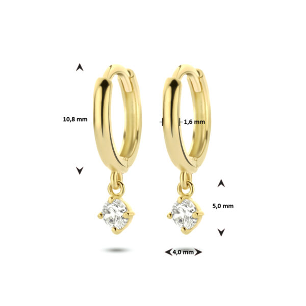 klapoorringen zirkonia 14K geelgoud - Afbeelding 4