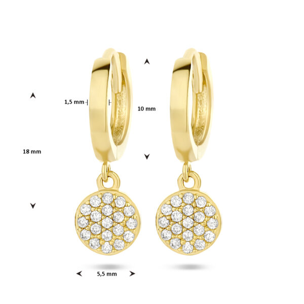 klapoorringen zirkonia 14K geelgoud - Afbeelding 4