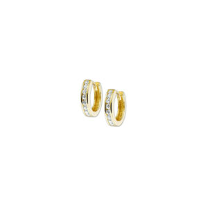 klapoorringen zirkonia 14K geelgoud