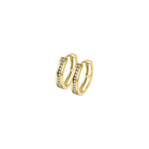 klapoorringen zirkonia 14K geelgoud