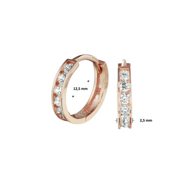 klapoorringen zirkonia 14K roségoud - Afbeelding 3