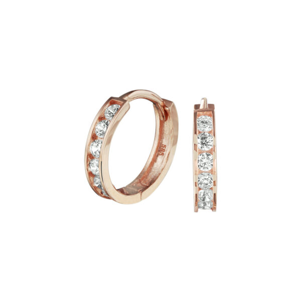 klapoorringen zirkonia 14K roségoud