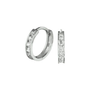 klapoorringen zirkonia 14K witgoud
