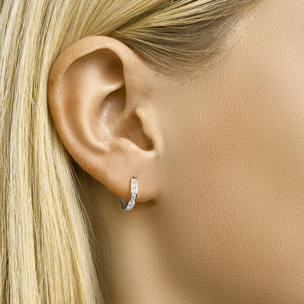 klapoorringen zirkonia 14K witgoud - Afbeelding 2