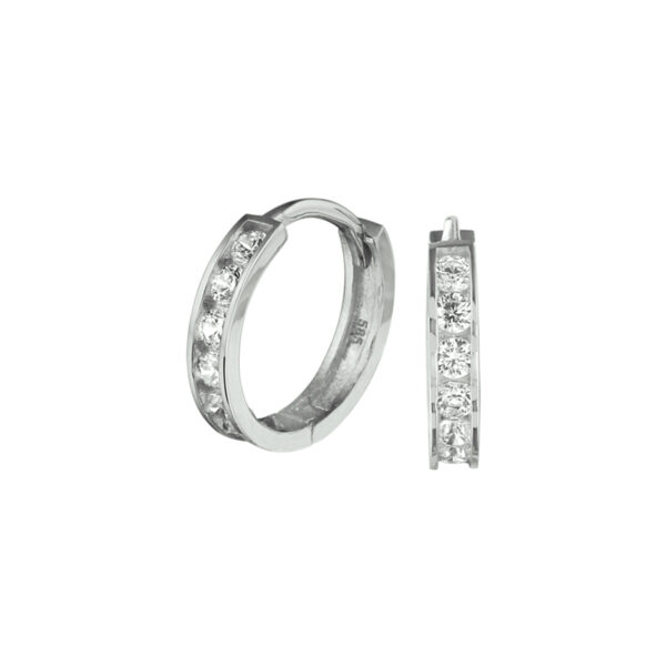 klapoorringen zirkonia 14K witgoud