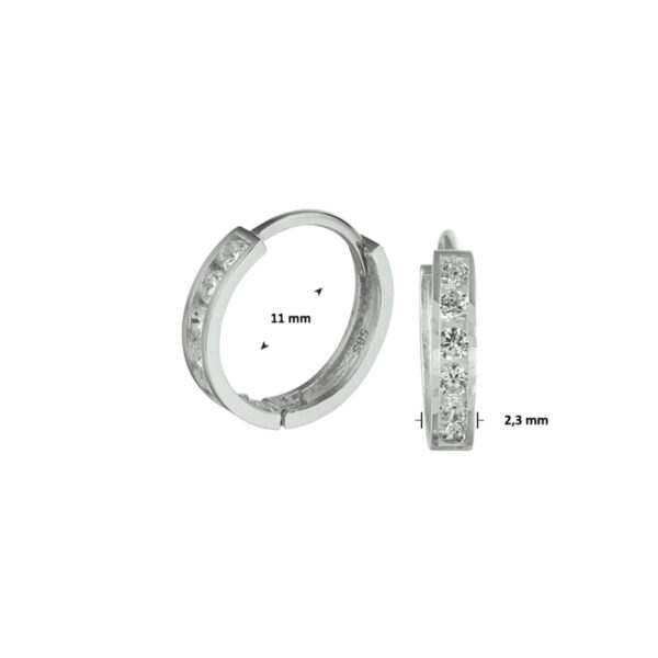 klapoorringen zirkonia 14K witgoud - Afbeelding 3