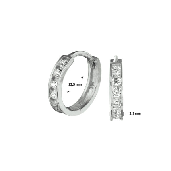 klapoorringen zirkonia 14K witgoud - Afbeelding 3