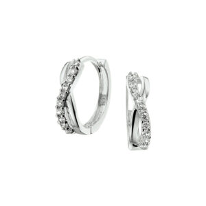 klapoorringen zirkonia 14K witgoud