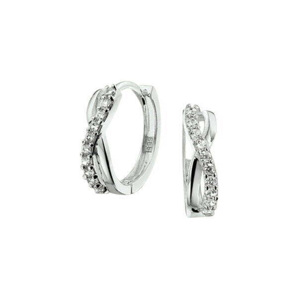 klapoorringen zirkonia 14K witgoud