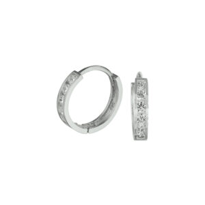 klapoorringen zirkonia 14K witgoud