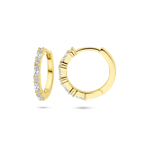 klapoorringen zirkonia 15 mm 1 micron zilver verguld (geel) - Afbeelding 3