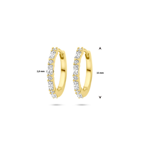klapoorringen zirkonia 15 mm 1 micron zilver verguld (geel) - Afbeelding 4