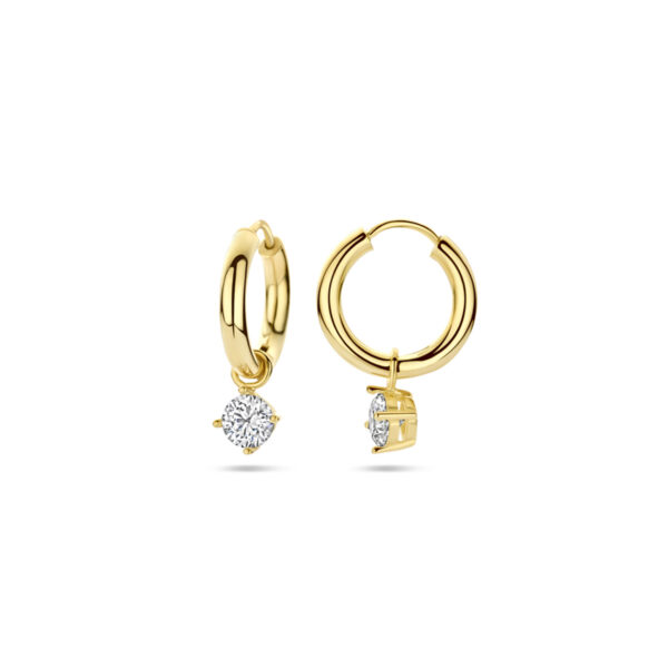 klapoorringen zirkonia 15 mm 14K geelgoud - Afbeelding 3