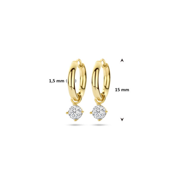 klapoorringen zirkonia 15 mm 14K geelgoud - Afbeelding 4