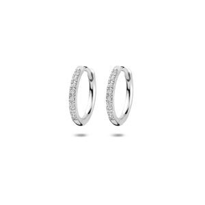 klapoorringen zirkonia 15 mm zilver gerhodineerd