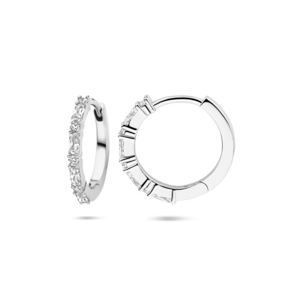 klapoorringen zirkonia 15 mm zilver gerhodineerd - Afbeelding 3