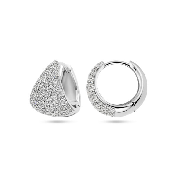 klapoorringen zirkonia 15 mm zilver gerhodineerd - Afbeelding 3