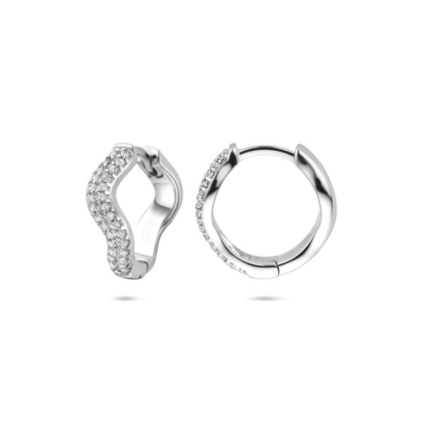 klapoorringen zirkonia 15 mm zilver gerhodineerd - Afbeelding 3