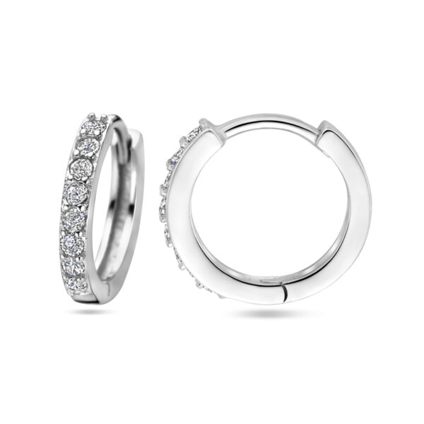 klapoorringen zirkonia 15 mm zilver gerhodineerd - Afbeelding 3