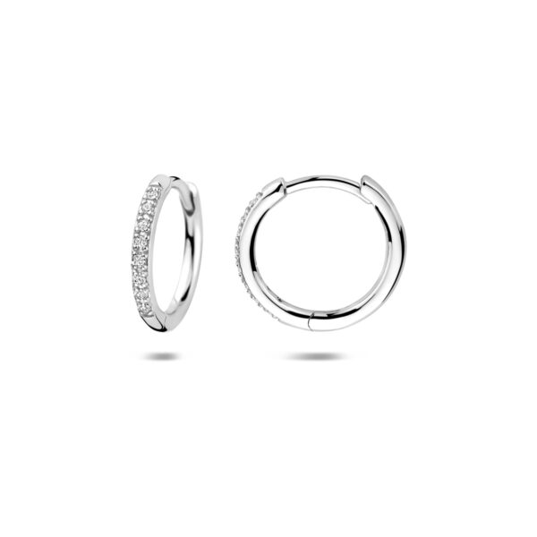 klapoorringen zirkonia 15 mm zilver gerhodineerd - Afbeelding 3