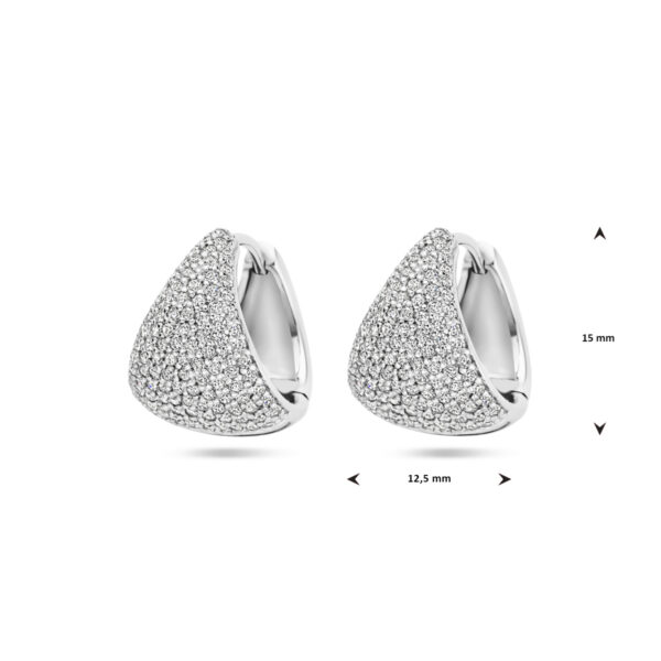 klapoorringen zirkonia 15 mm zilver gerhodineerd - Afbeelding 4