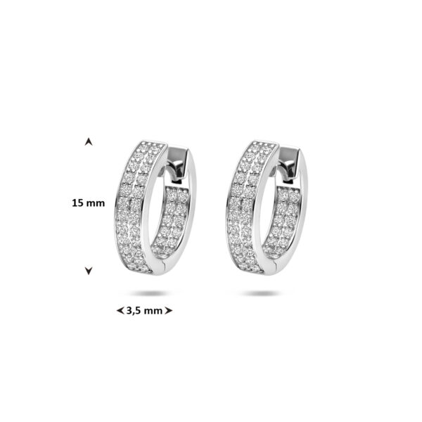 klapoorringen zirkonia 15 mm zilver gerhodineerd - Afbeelding 4
