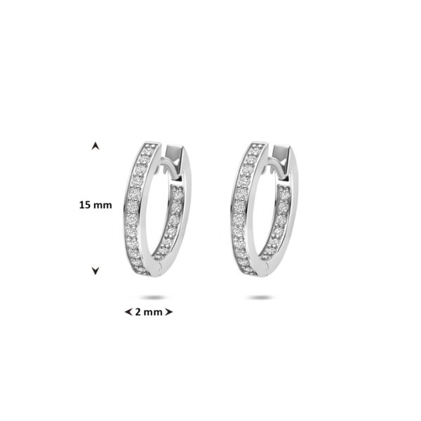 klapoorringen zirkonia 15 mm zilver gerhodineerd - Afbeelding 4