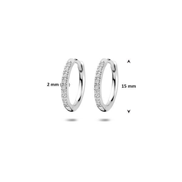 klapoorringen zirkonia 15 mm zilver gerhodineerd - Afbeelding 4
