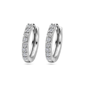 klapoorringen zirkonia 15 mm zilver gerhodineerd