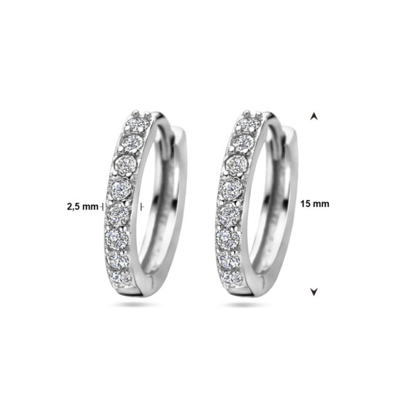 klapoorringen zirkonia 15 mm zilver gerhodineerd - Afbeelding 5
